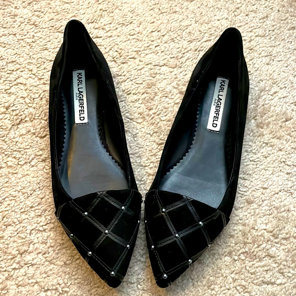 Karl Lagerfeld black suede flats 6.5